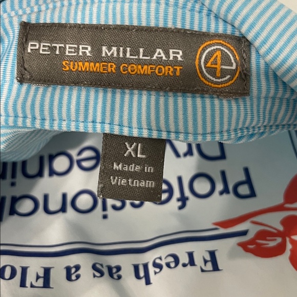 Peter Millar Summer comfort Men's Light Blue & White Stripe Polo Shirt | XL - Picture 7 of 7